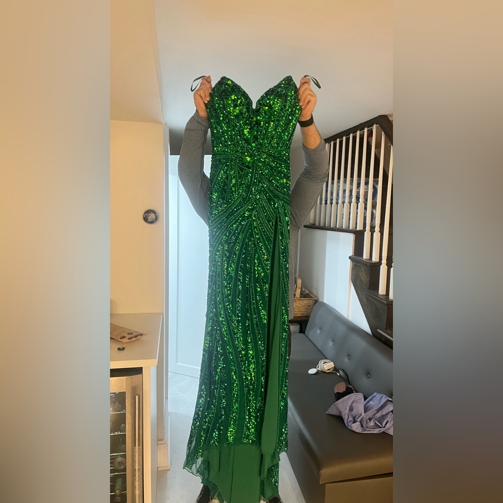 Emerald Elegance Sequin Prom Dress- EMERALD - ASHLEYLAUREN / Lady Black Tie